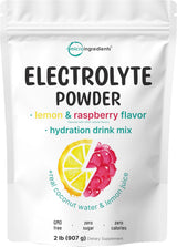 Micro Ingredients Electrolyte Powder – Sugar-Free Daily Hydration for Keto Wellness Routines, 139 Servings Lemon Raspberry