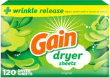 Gain Dryer Sheets Original Scent – Wind-Down Laundry Ritual for Bedroom Linens, 120 Count