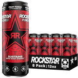 Rockstar Fruit Punch Energy Drink – 12oz Sleek Cans for Late-Night Study Sessions and Library Focus