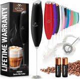 Zulay Kitchen Handheld Frother Wand with Stainless Finish – Effortless Neutral-Toned Kitchen Staple for Daily Lattes in Pure Black