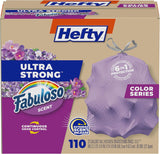 Hefty Ultra Strong 13 Gallon Trash Bags, Fabuloso Scent – Odor-Sealing Kitchen Waste Solution for Busy Households, 110 Count