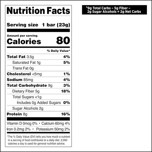 1g sugar and 2g net carbs for keto and low-carb compatibility