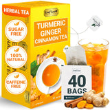 LeafLea Turmeric Ginger Cinnamon Tea Bags – Focus Ritual for the Home Office, Replaces Coffee Breaks