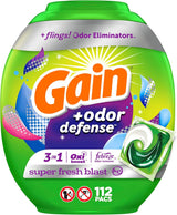 Gain Flings Laundry Detergent Pacs – Family-Safe Stain Remover for Kids' Clothes and School Uniforms, 3-in-1 with Febreze and Oxi