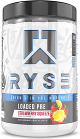 RYSE Loaded Pre Workout Powder - Strawberry Squeeze - Mindful Morning Ritual Supplement for Calm Focus and Balanced Energy