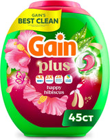 Gain Plus Flings Laundry Pacs Happy Hibiscus Scent for Nightly Self-Care Routine and Bedtime Linen Refresh, 45 Count