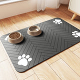 Calming Pet Feeding Station Mat for Stress-Free Mealtimes, Absorbent Placemat in Striped Dark Gray