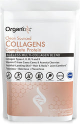 Organixx Clean Sourced Collagen Peptides – Nightly Beauty Ritual for Hair Skin and Nails, Unflavored Powder with Vitamin C