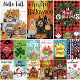 Seasonal Garden Flags Set of 12 – Year-Round Front Yard Home Decor with Watercolor Holiday Designs
