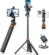 EUCOS 62" Phone Tripod & Selfie Stick for Remote Work Video Calls and Standing Desk Live Streams