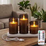 Homemory Flickering Pillar Candles – Cozy Living Room and Mantel Decor, Realistic LED Glow in Gray Acrylic