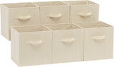 Amazon Basics Collapsible Fabric Storage Cubes Organizer with Handles, Office Storage Bins for Home Office Paperwork and Supply Sorting, Black 6-Pack