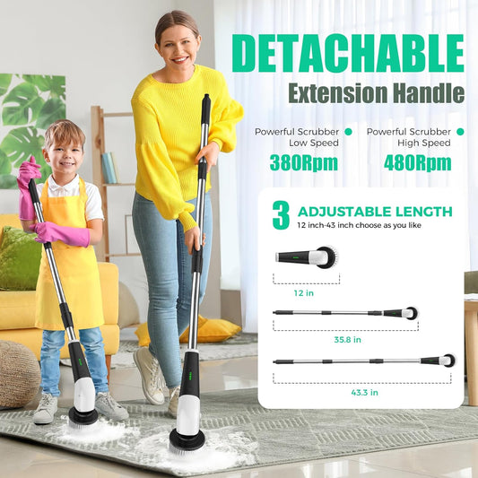 YKYI_Electric_Spin_Scrubber,_Cordless_Power_Cleaning_Brush_with_Long_Handle_|_8_Brush_Heads,_3_Handle_Lengths,_2_Speeds,_IPX7_Waterproof,_100-Minute_Runtime_for_Tubs,_Tile,_Floors,_Grout,_Glass_and_Cars