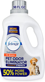 Febreze In-Wash Pet Odor Eliminator – Laundry Room Refresh for Self-Care Routines, Maximum Strength 98 fl oz
