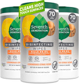 Seventh Generation Disinfecting Wipes, Lemongrass Citrus, Plant-Based Multi-Surface Cleaner for Family-Safe Germ Protection in Kitchen, Bathroom, and Nursery