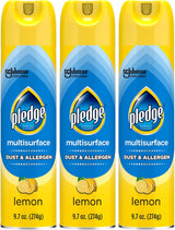 Pledge Dust & Allergen Multisurface Cleaner – Bedroom & Living Room Air Quality Routine, Lemon Scent Aerosol 9.7oz