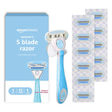 Amazon Basics Shaving Set for Women – Ready-to-Give Bridesmaid or Dorm Gift with Handle, 12 Cartridges, and Hanger