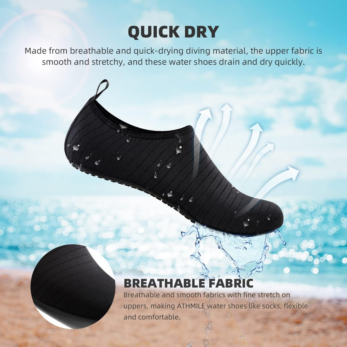 AquaTrek Kids Water Shoes, Toddler to Big Kid Quick-Dry Aqua Socks for Pool Days and Lake Trips