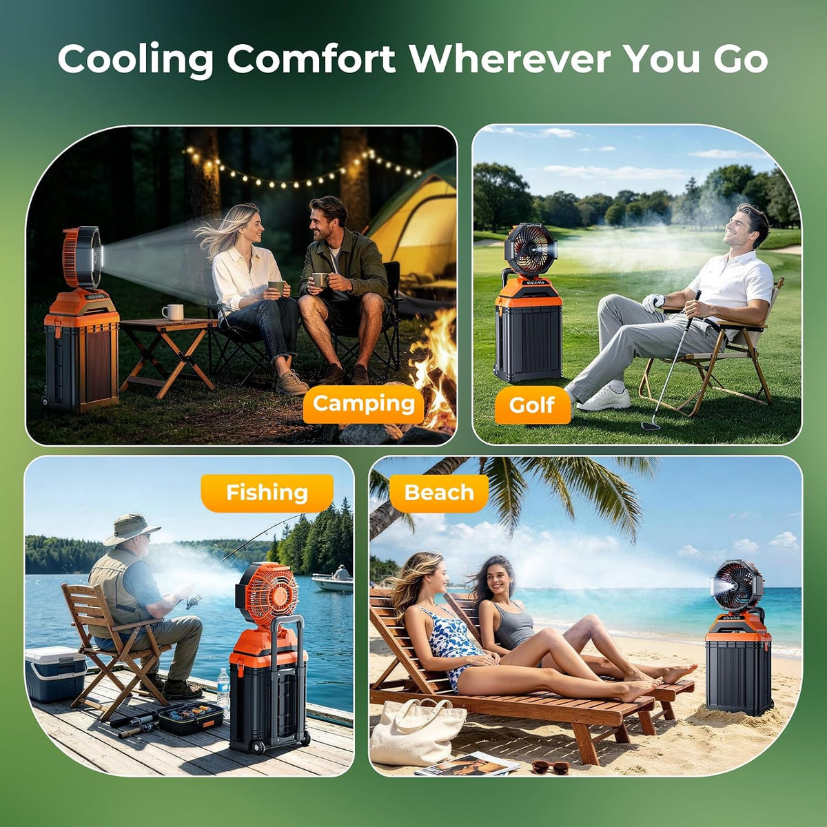 Ausswell Portable Misting Fan – Personal Cooling Ritual for Hot Yoga and Mindful Outdoor Breaks, 4 Mist Levels