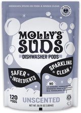 Molly's Suds Dishwasher Pods for Family Kitchen and Baby Bottles, Residue-Free Tabs