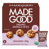 MadeGood Chocolate Chip Granola Bites – Nut-Free School Lunchbox Snack for Kids with Allergies, Individually Wrapped 5-Pack