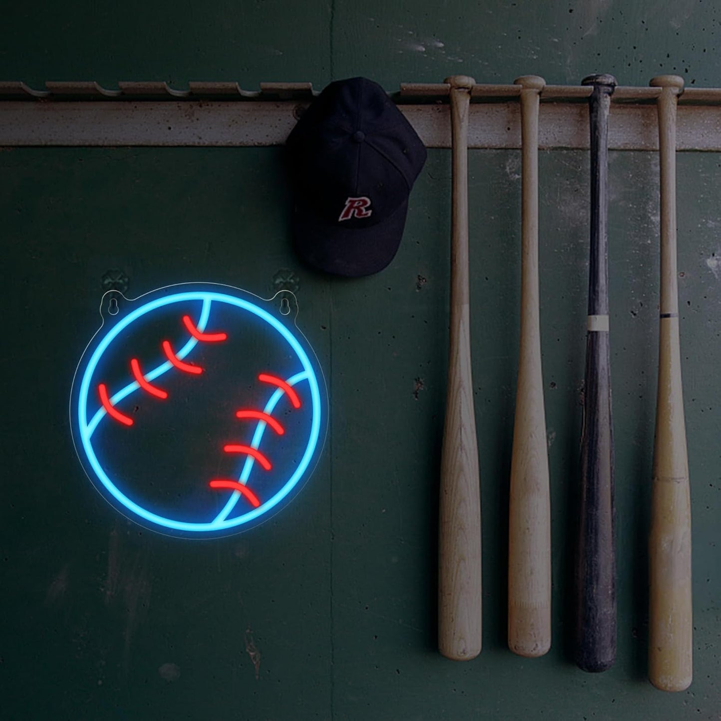 Baseball Neon Sign - Modern Man Cave & College Dorm Aesthetic Light, Dimmable Warm Glow LED Wall Art, USB Powered Sports Themed Decor