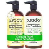 PURA D'OR Biotin Anti-Thinning Shampoo and Conditioner – Mindful Self-Care Ritual for Thinning Hair, Gold Label 16oz Set