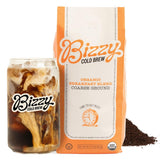 Bizzy Organic Cold Brew Coffee – No Grinder Needed Pre-Ground Coarse Blend for Effortless Minimalist Brewing