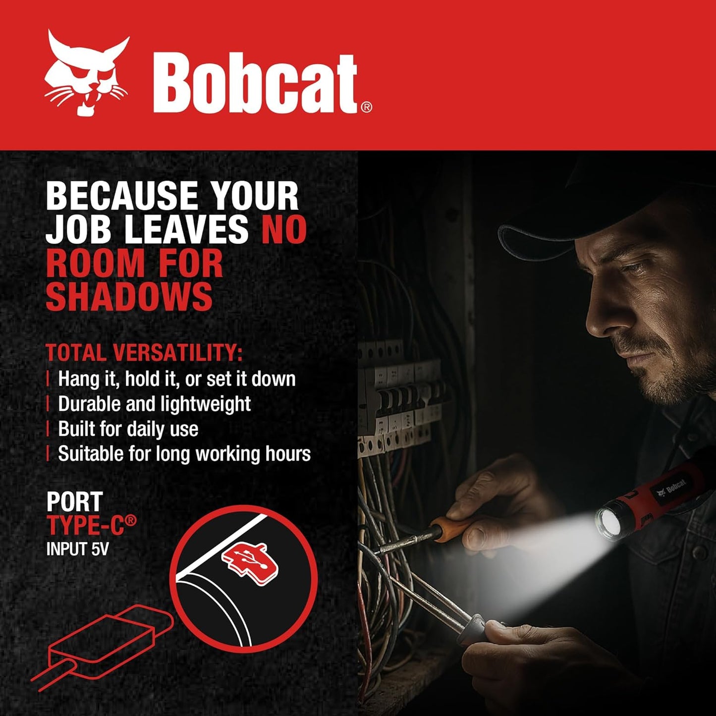 Bobcat Rechargeable Neck Light – Cool-to-Touch Hands-Free Lamp Safe Around Kids and Pets