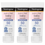 Neutrogena Pure & Free Baby Mineral Sunscreen Lotion SPF 50 – Gentle Sun Protection for Toddlers at the Beach, Pool and Park, 3-Pack