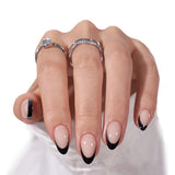BTArtbox Press On Nails — Black French Short Almond, Salon-Crafted Gel Finish for an Elevated At-Home Manicure