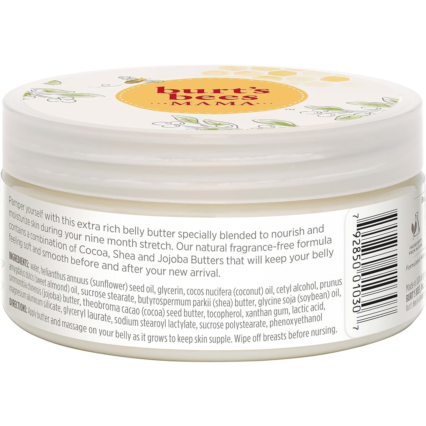 Burt's Bees Mama Belly Butter – Family Friendly Pregnancy Skin Care for the Nursery Routine, 6.5 oz Tub