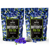 BLUE TEA Hand-Picked Butterfly Pea Flower Pyramid Tea Bags – Premium Cardamom Herbal Blend for the Connoisseur, 10 ct