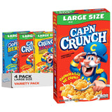 Cap'n Crunch Cereal 4 Pack Large Boxes – Quick Desk Side Snack for Home Office Focus Sessions