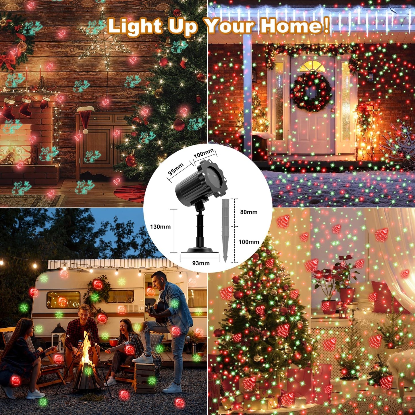 Child Safe Christmas Light Projector for Kids Room and Nursery – No Flame No Heat LED Holiday Pattern Light with Auto Timer