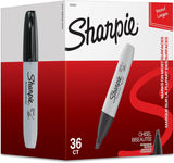 Sharpie Permanent Markers Chisel Tip Black 36 Count - High-Volume Office Supplies for Mailroom and Conference Room Labeling