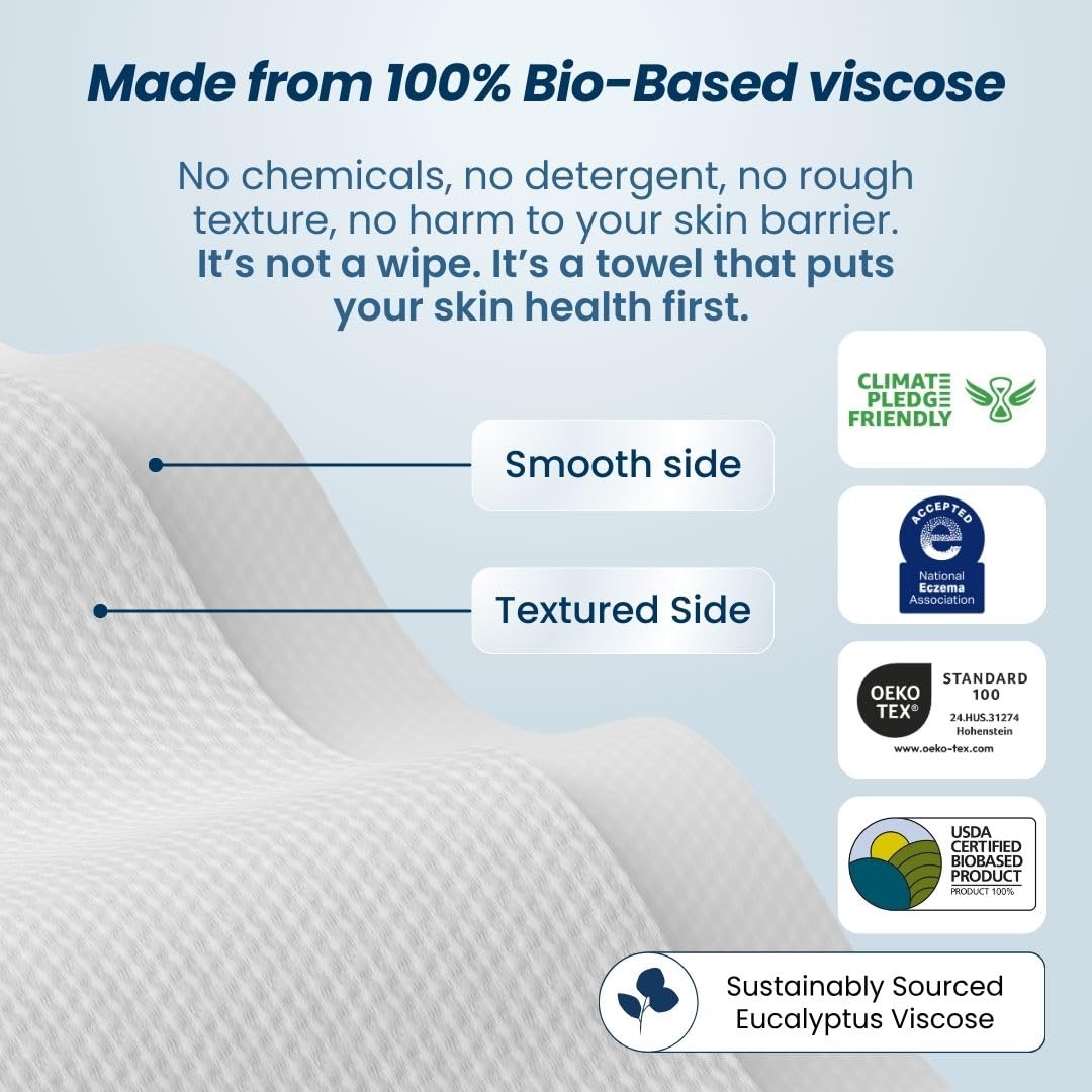 Clean Skin Club Clean Towels XL Supreme – Gentle Disposable Face Cleansing Cloth for Sensitive Self-Care Routines