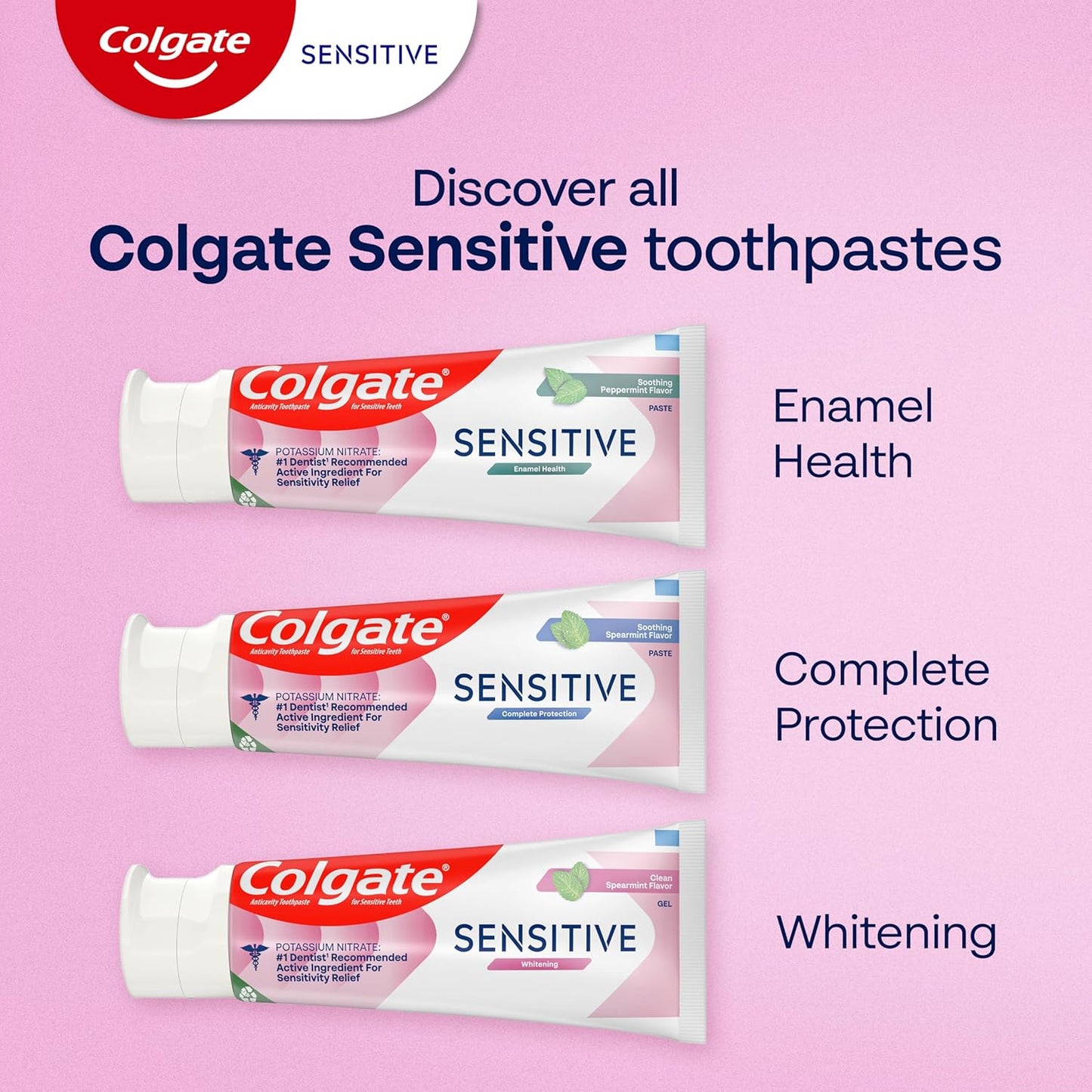 Colgate Whitening Toothpaste for Sensitive Teeth – Premium Enamel Repair Treatment with Potassium Nitrate and Sodium Fluoride, 6 Oz 3-Pack