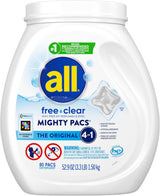 all Mighty Pacs Free Clear Laundry Detergent – Sensitive Skin Wellness Ritual, Hypoallergenic Single-Dose Pacs