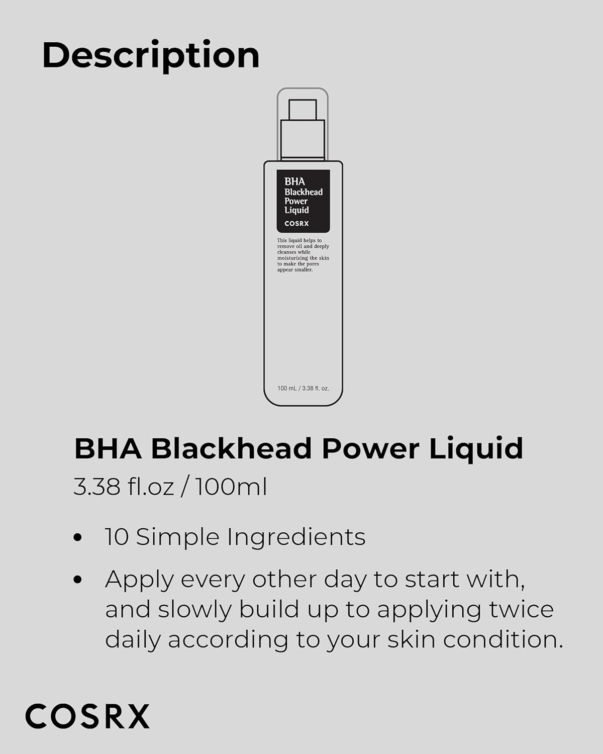 COSRX Niacinamide 2% + BHA 4% Blackhead Exfoliant Toner – Hypoallergenic Dermatologist-Tested Exfoliant for Sensitive Skin Users