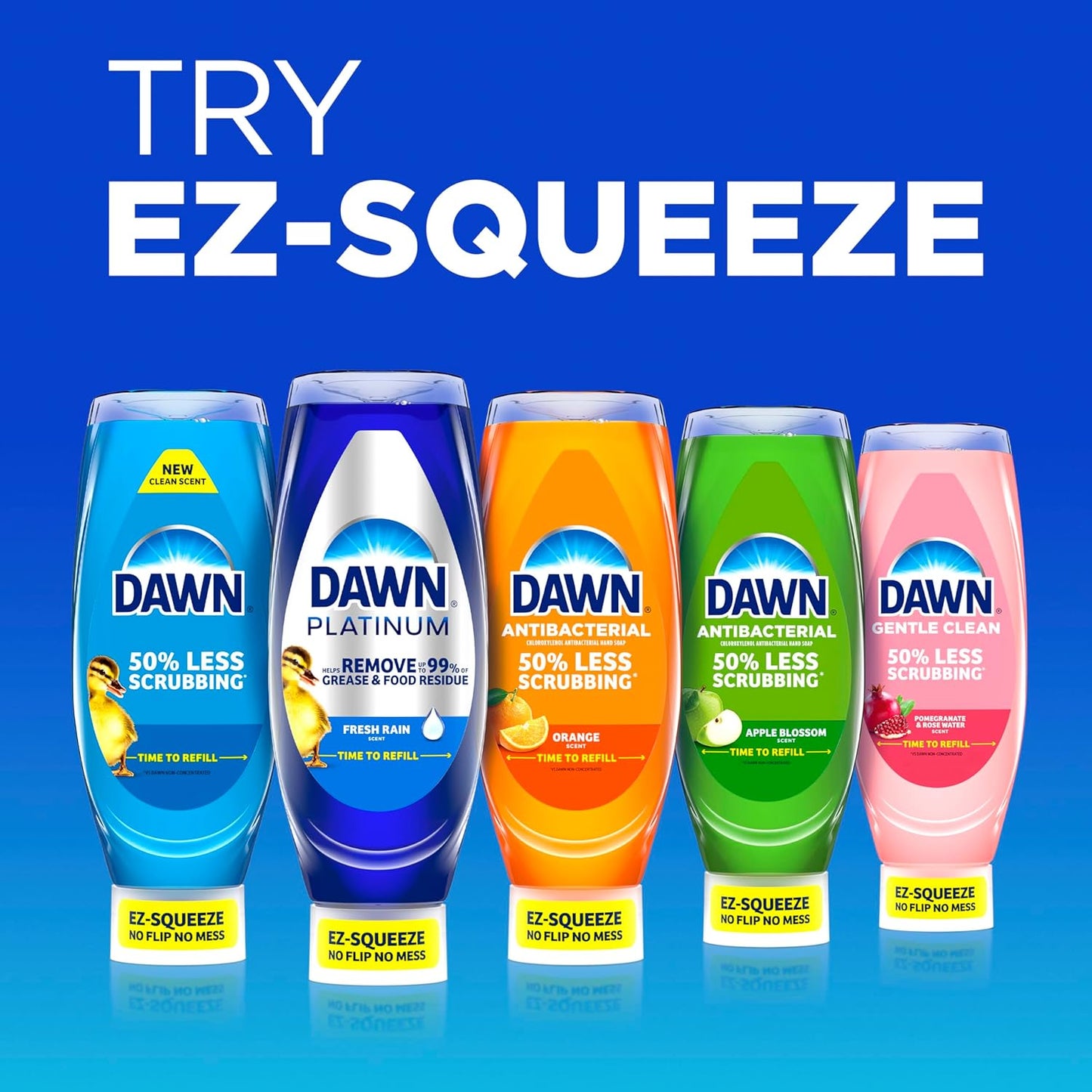 Dawn Platinum EZ-Squeeze Dish Soap – Mindful Kitchen Care with Wild Jasmine Botanical Scent, 6x18 Fl Oz Refill Bundle
