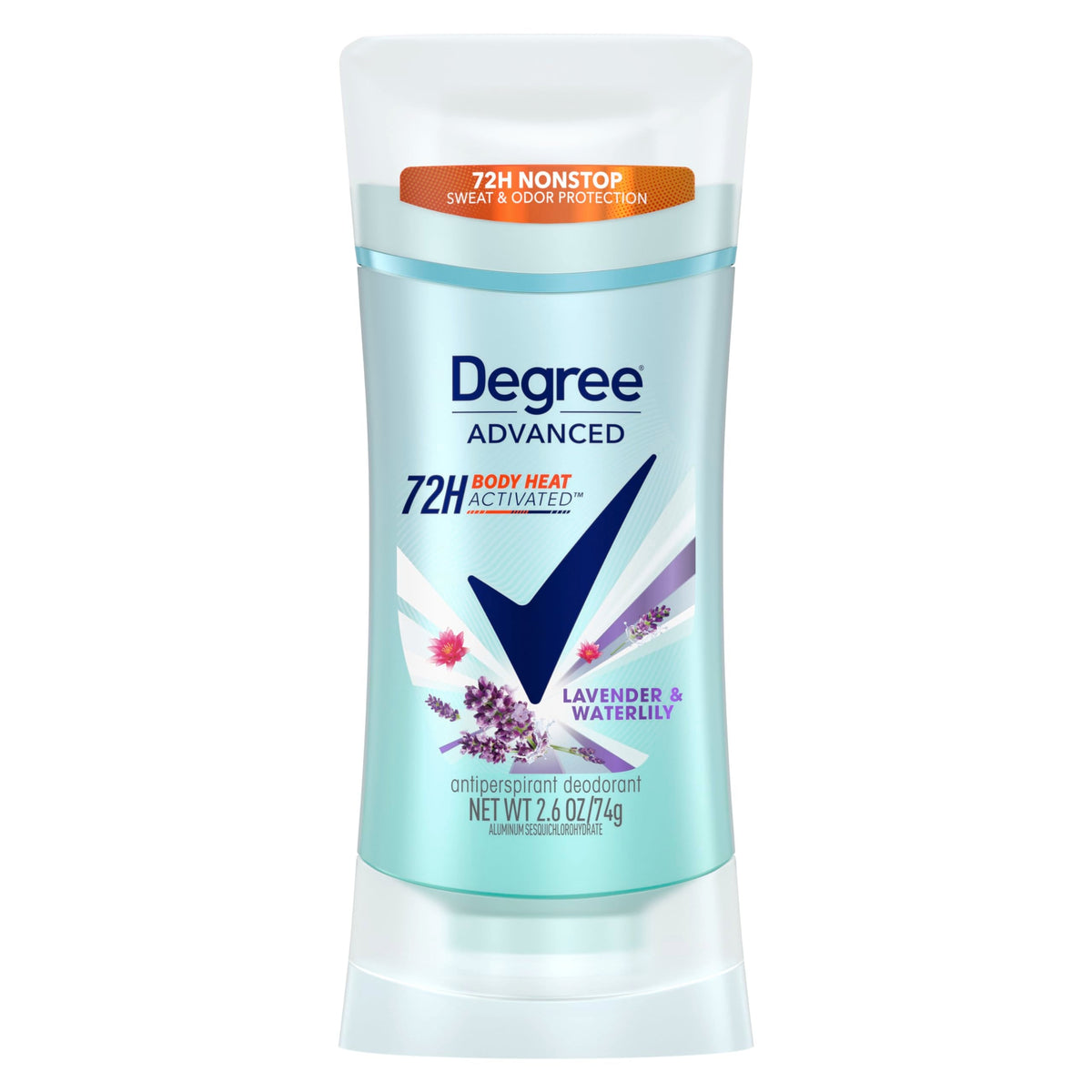 Degree Advanced Protection Antiperspirant Deodorant Lavender & Waterlily for 72-Hour Sweat & Odor Control for Women, with Body Heat Activated Technology, 2.6 oz