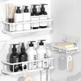 YASONIC Shower Caddy Adhesive — Minimalist Bathroom Organizer, Clean-Line No-Drill Shower Shelf in Neutral Finishes