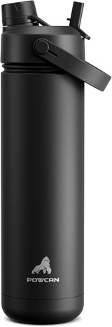 POWCAN Insulated Water Bottle 2-in-1 Straw and Spout Lid for Camping, Beach, and Backyard Cookouts