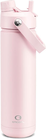ENCOOL Insulated Water Bottle with Straw – Home Office & Desk Hydration, All-Day Cold Retention