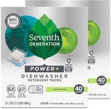 Seventh Generation Power Plus Dishwasher Detergent Packs for a Healthier Home Kitchen, Plant-Based Citrus Dish Tabs