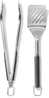OXO Outdoor Grilling Turner and Tongs Set – Patio and Backyard BBQ Tools for Burgers, Steaks, and Veggies