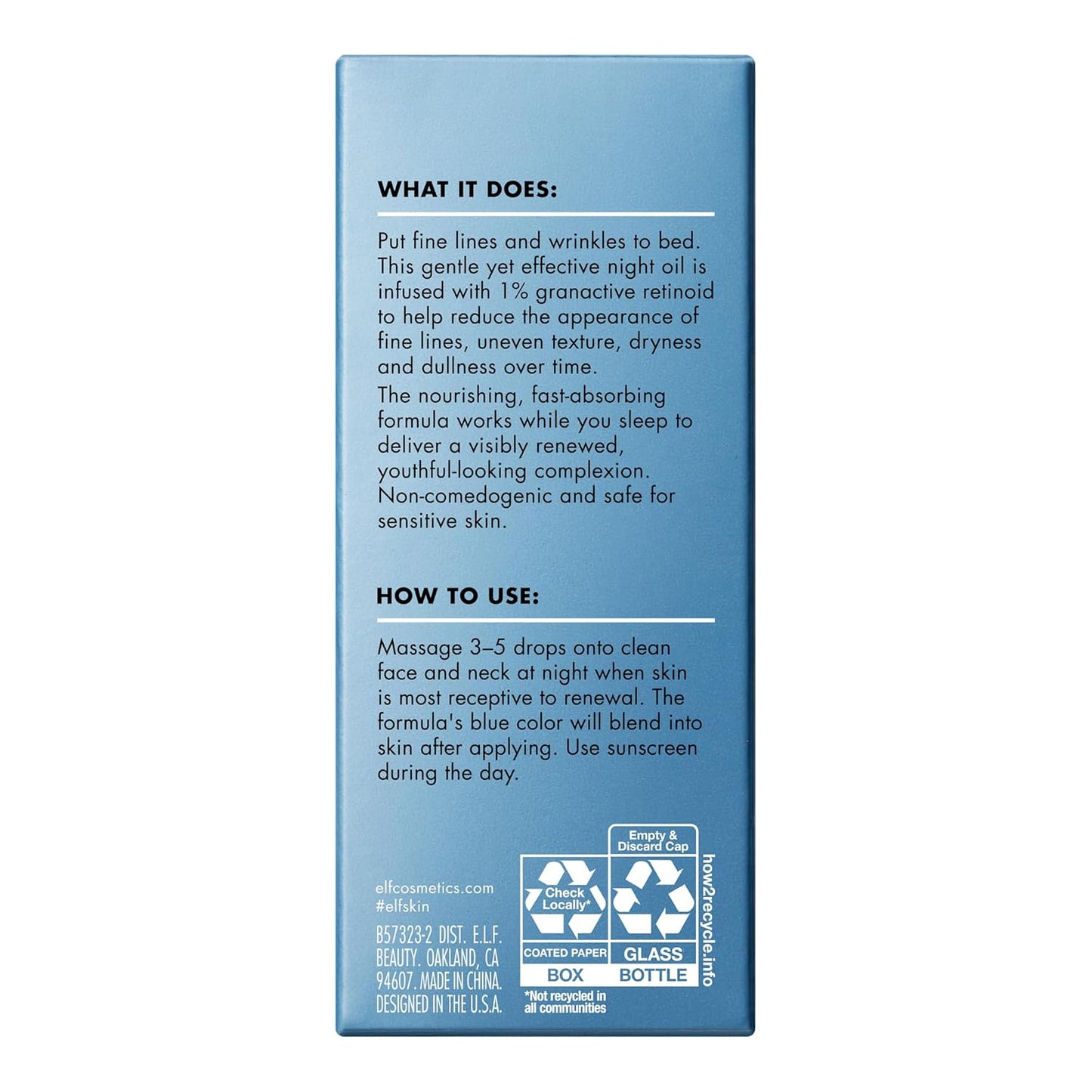 e.l.f. SKIN Youth Boosting Blue-ty Sleep Night Oil – Bedtime Wind-Down Treatment for Smoother, Restored Skin
