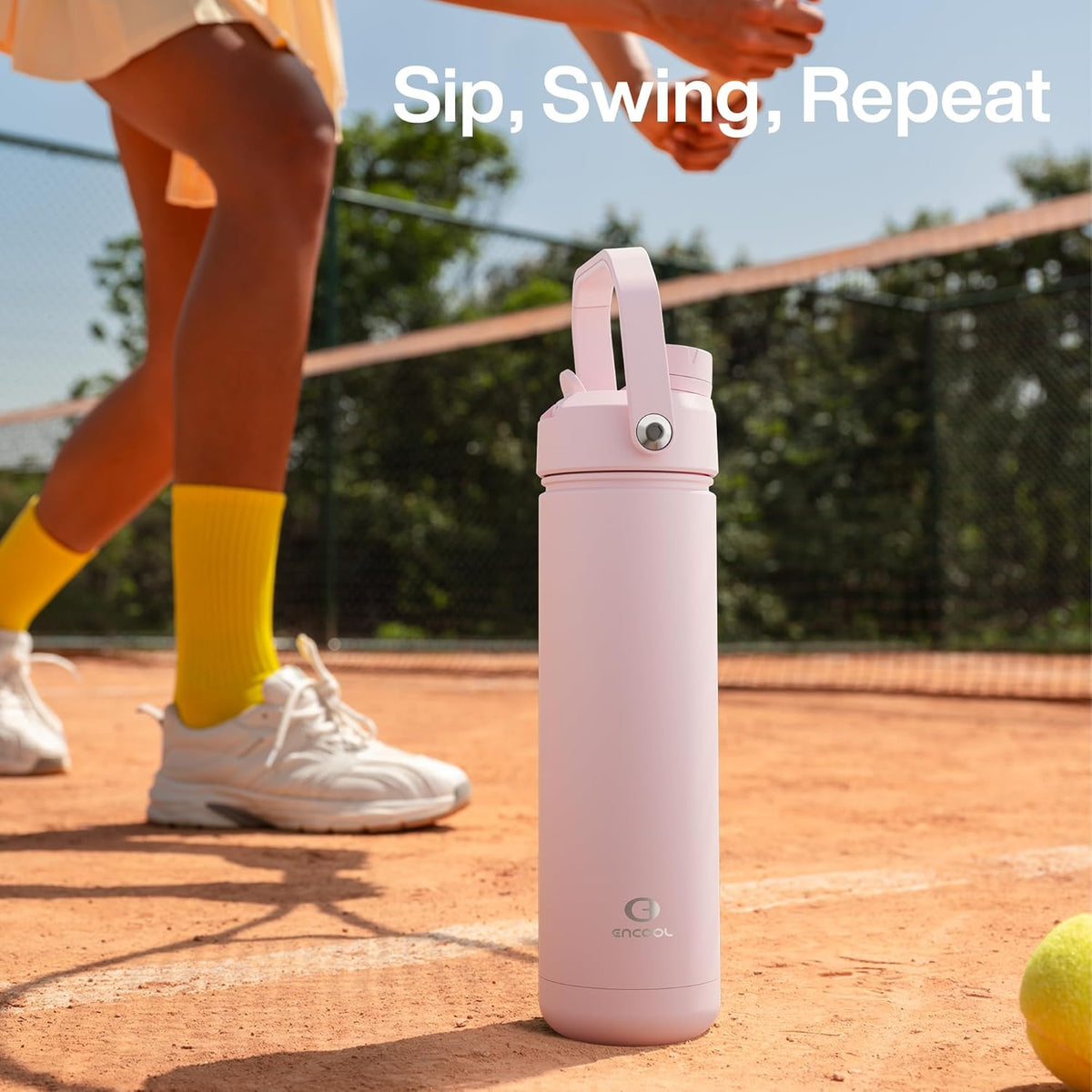 ENCOOL Insulated Water Bottle with Straw – Home Office & Desk Hydration, All-Day Cold Retention