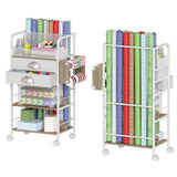 Wrapping Paper Storage Cart in White – Clean Vertical Organizer for an Uncluttered Closet Aesthetic
